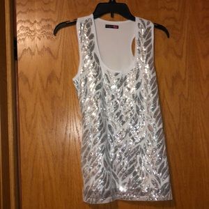 White tank top with silver sequins